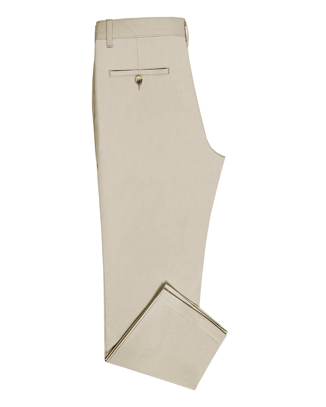 Side view of custom Genoa Chino pants for men by Luxire in light beige