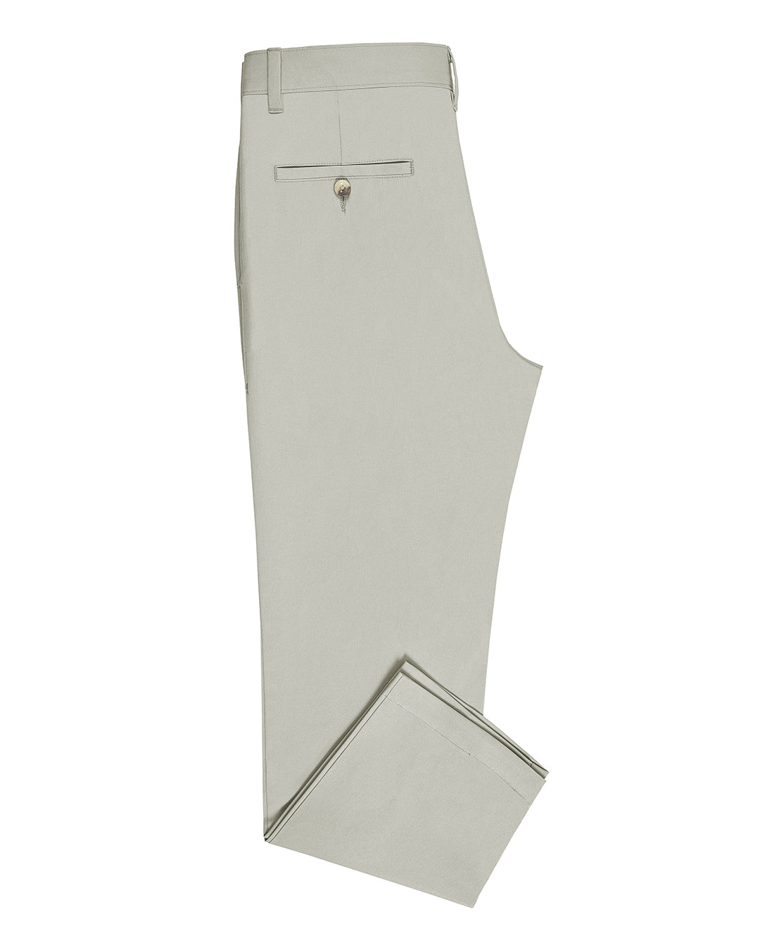 Side view of custom Genoa Chino pants for men by Luxire in pale green