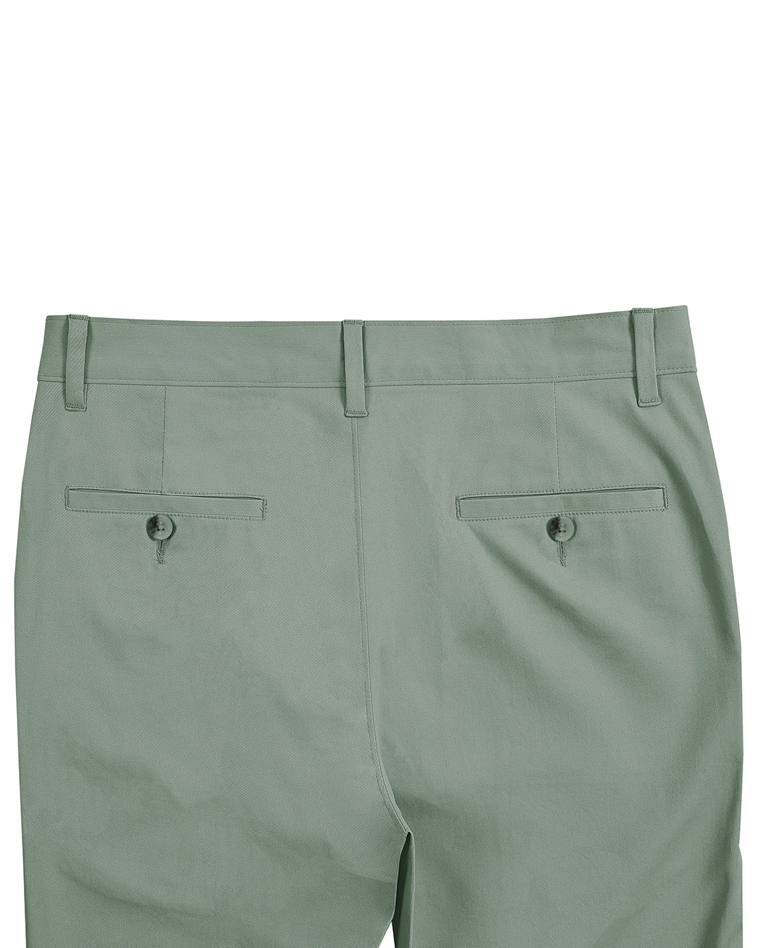 Back view of custom Genoa Chino pants for men by Luxire in pistachio green