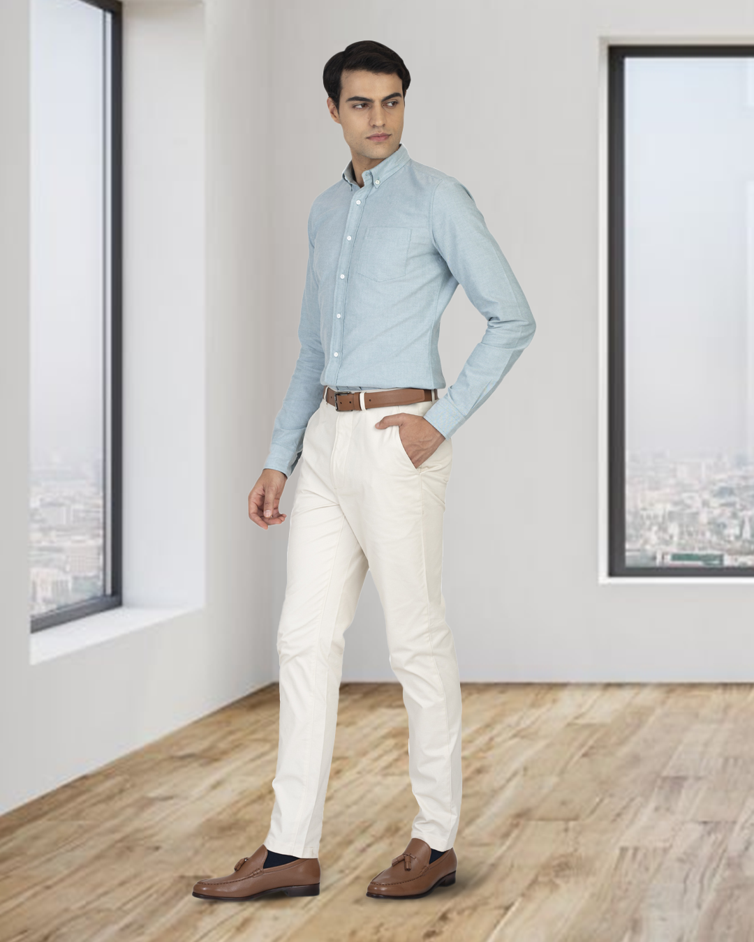 cream dress pants mens Beige Slim Fit Dress Pants Flat Front Pre-hemmed