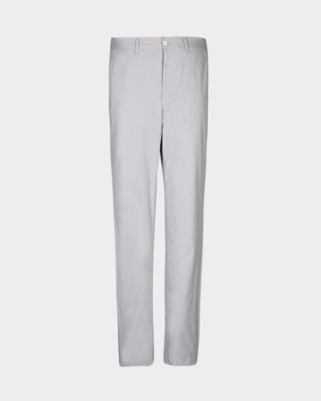 Front view of custom Genoa Chino pants for men by Luxire in light grey