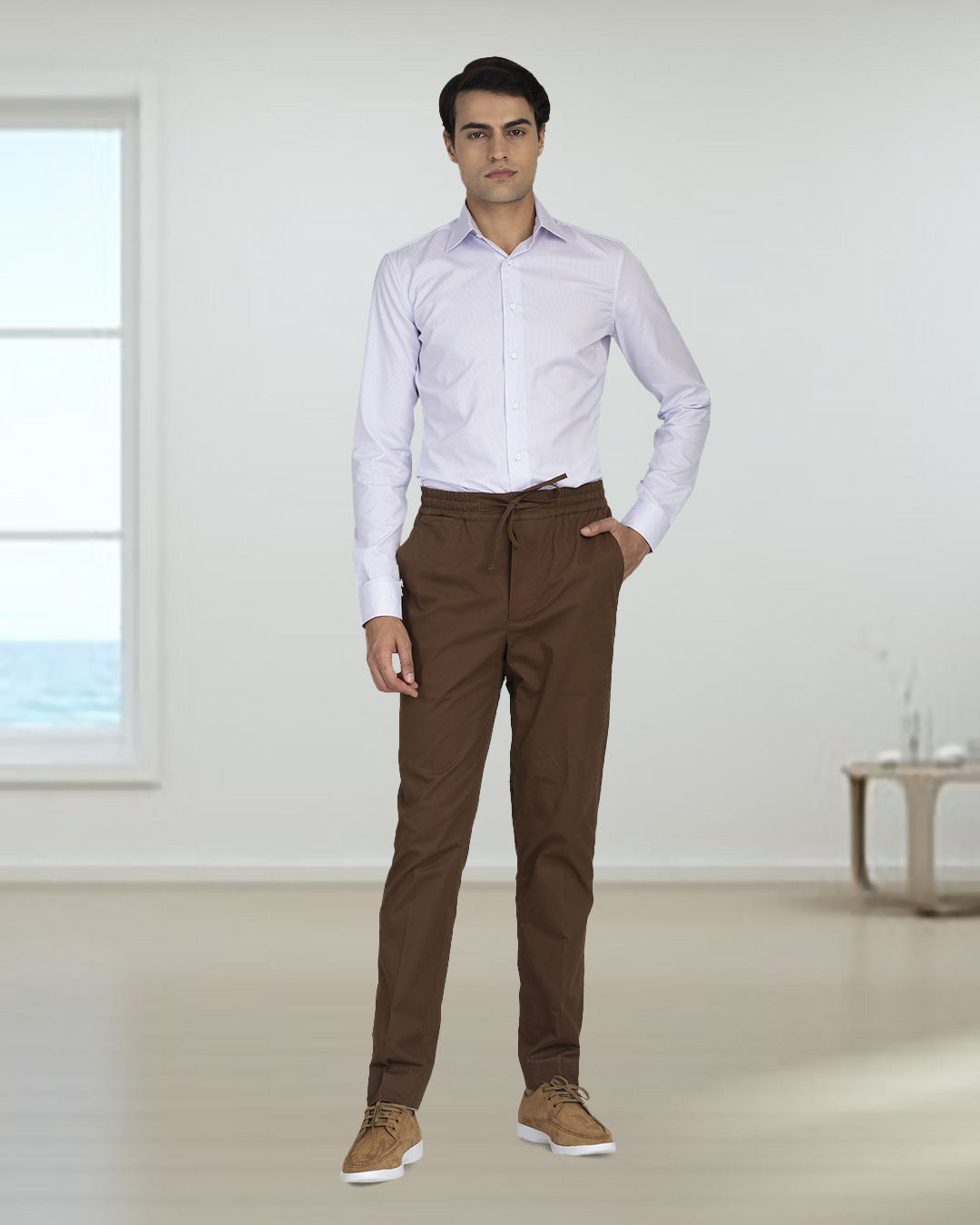 Genoa Coffee Brown Drawstring Pant - 2
