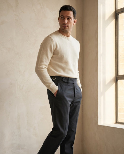 Dark Charcoal Grey Twill Pant