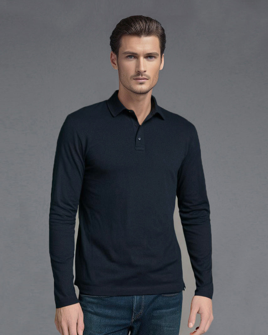 EZS Aria Navy Long Sleeve Polo