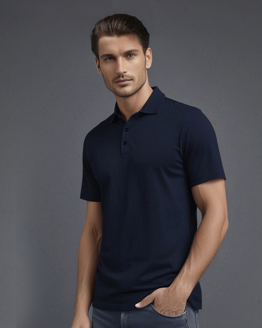 Custom Men's Aria Navy Polo – Luxire Custom Clothing