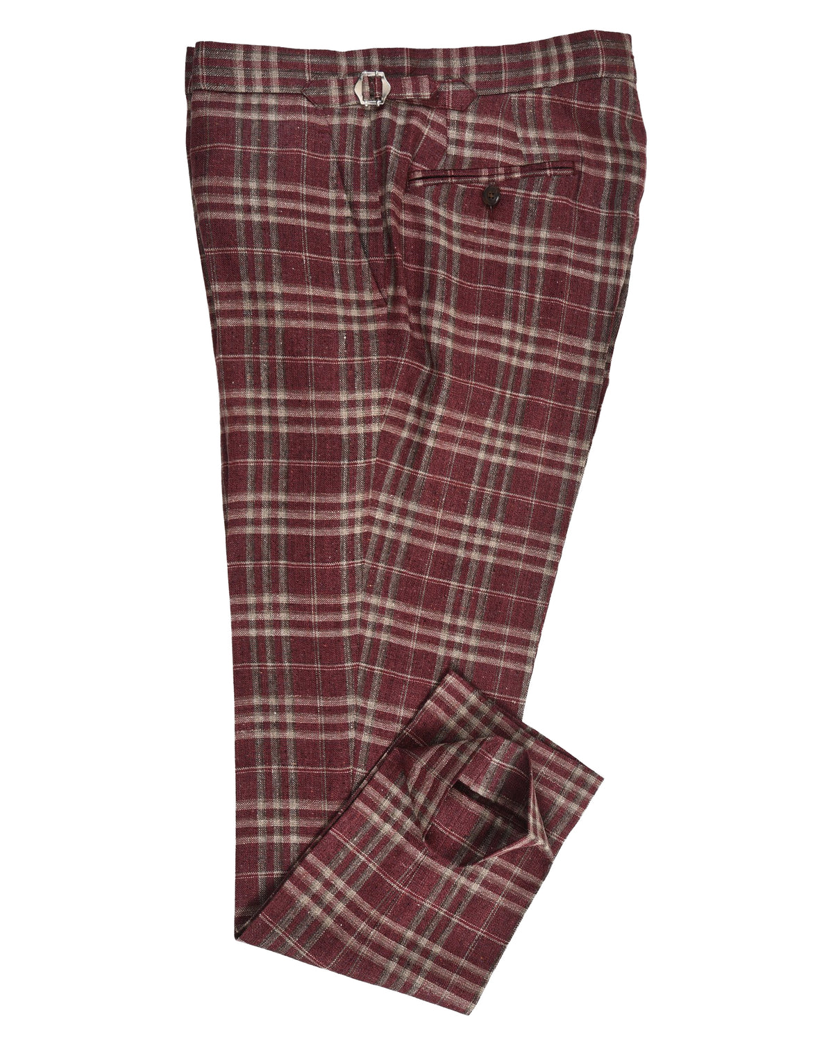 EThomas Maroon Windowpane Checks - 2