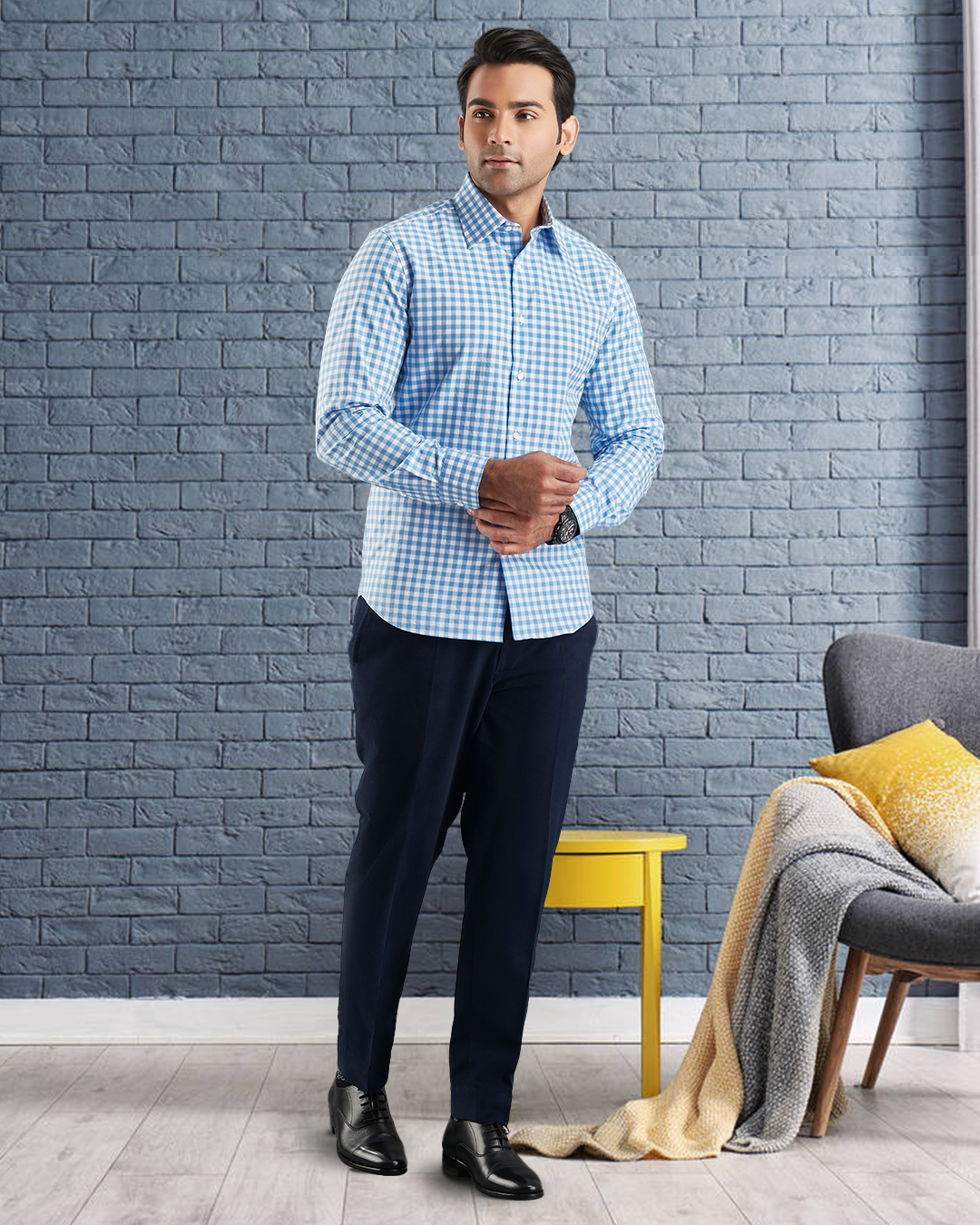 blue and white gingham dress shirt Leader Gingham // Blue White