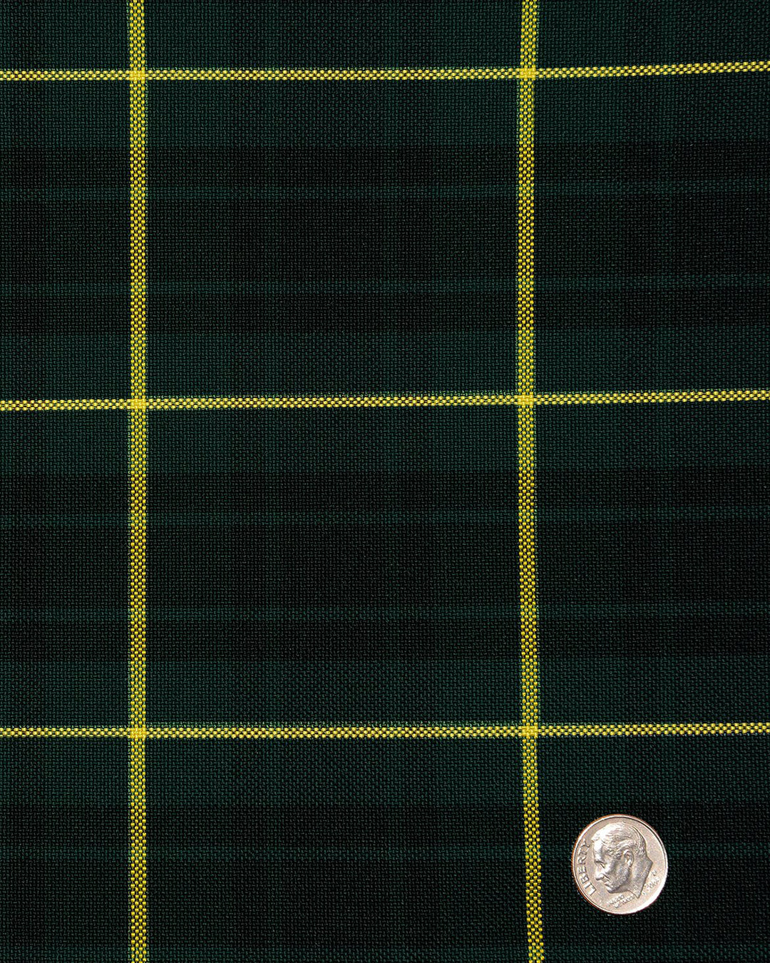 Closeup view of custom check shirts for men by Luxire tartan green and yellow