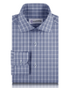 Front view of custom check shirts for men by Luxire dark blue and white graph