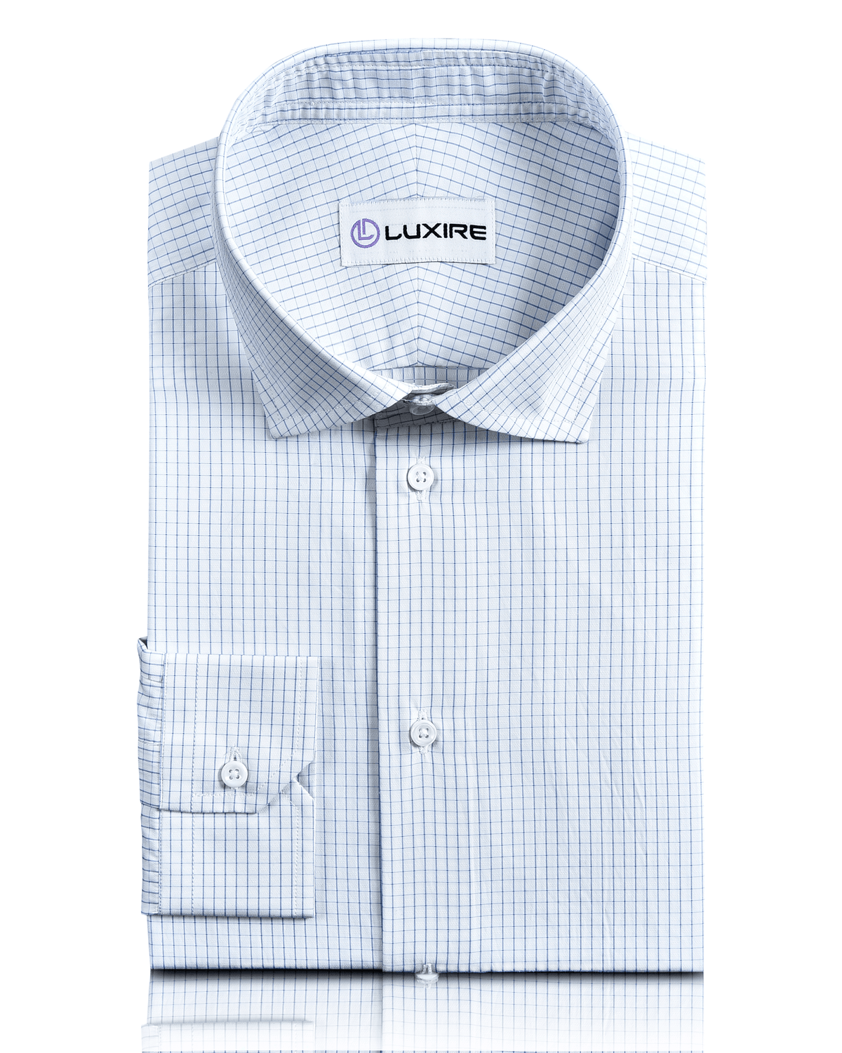 A Touch of Silk:Blue Graph Checks: Natural Wrinkle Free - 1
