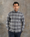 Dark Gull Grey Navy Plaid Flannel Shirt