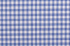 Closeup view of custom check shirts for men by Luxire light blue checks on white