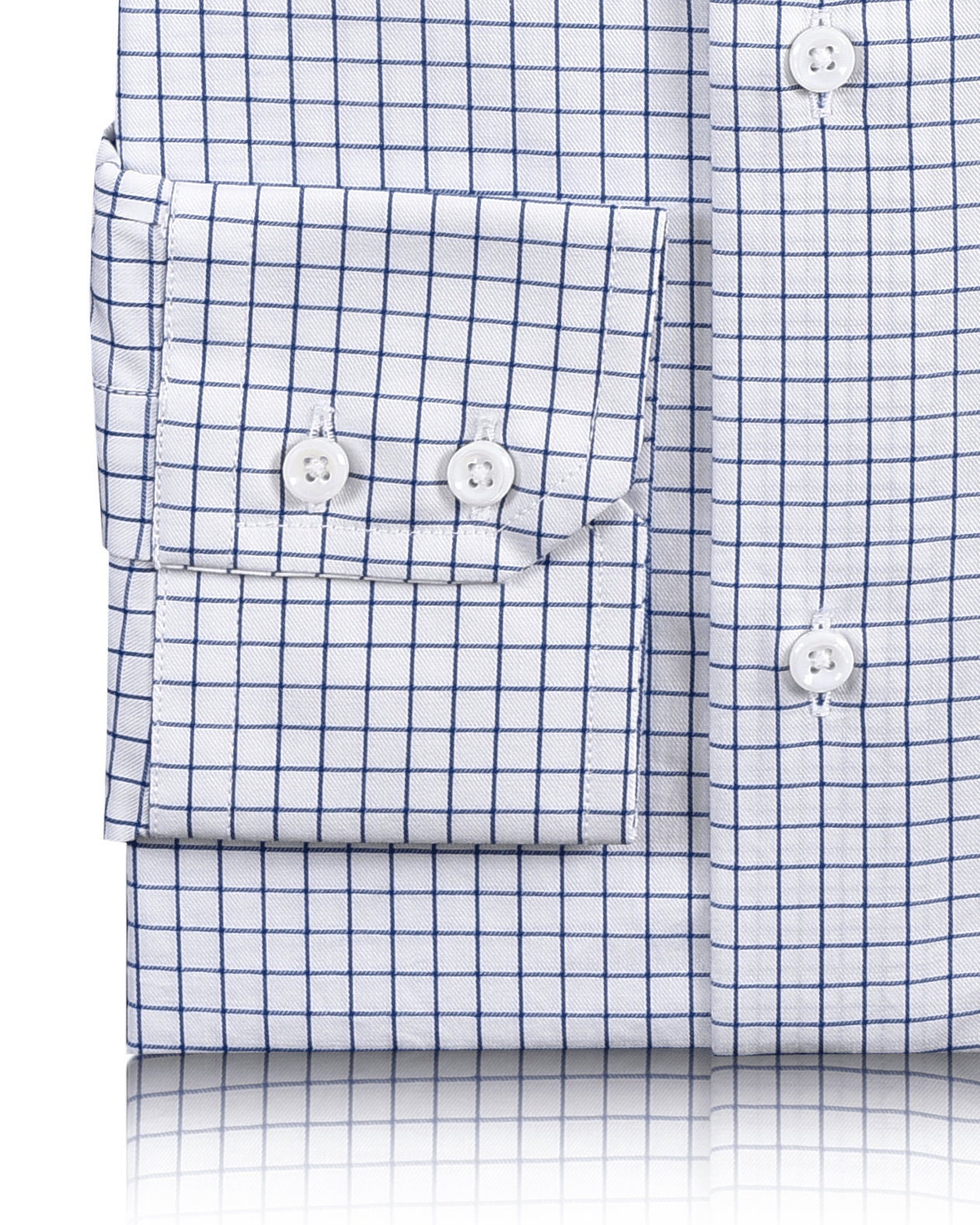 Close up view of custom check shirts for men by Luxire monti blue graph twill