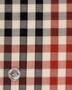 Close up view of custom check shirts for men by Luxire red and black