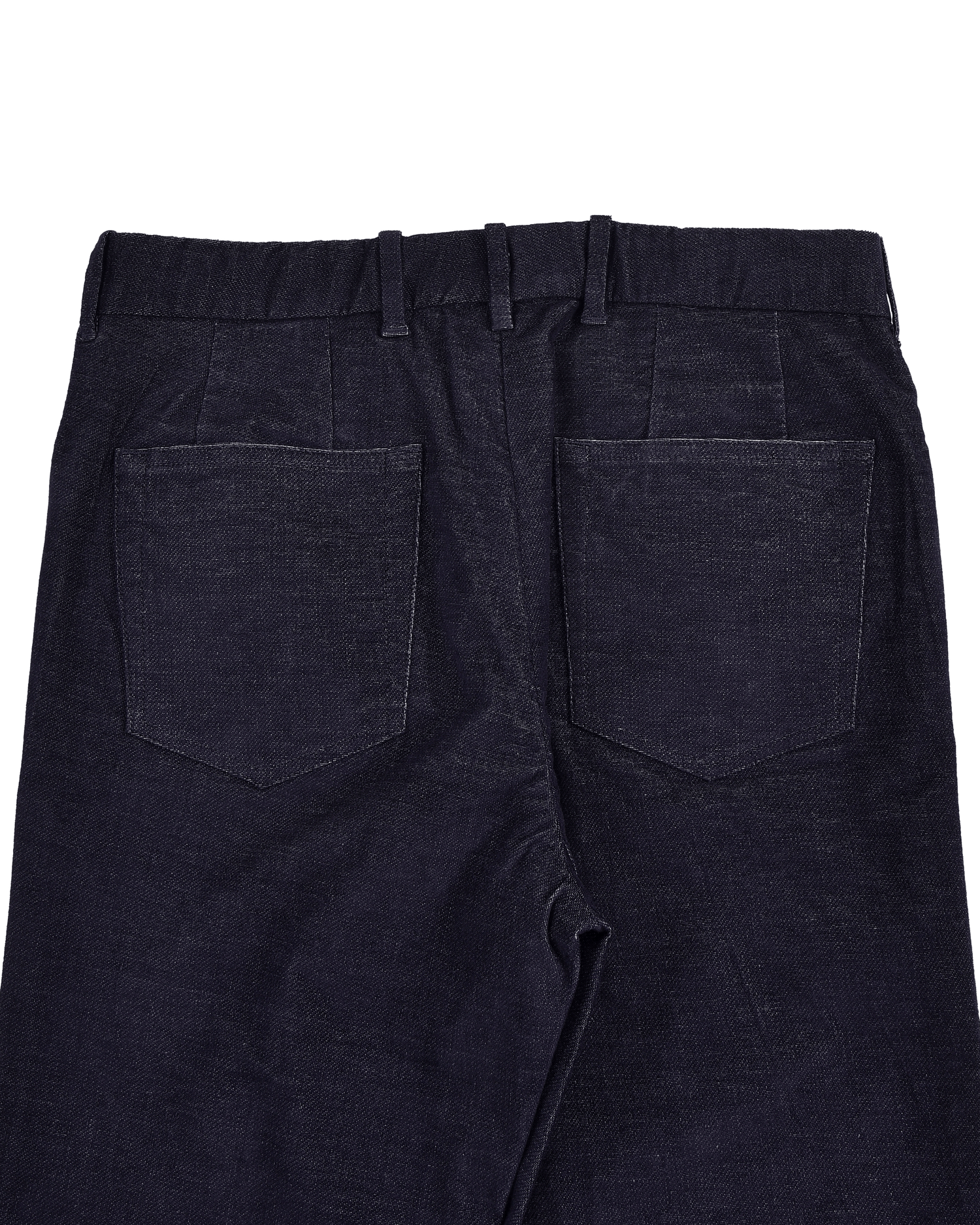 Back view of 4-way stretch jeans for men by Luxire in indigo