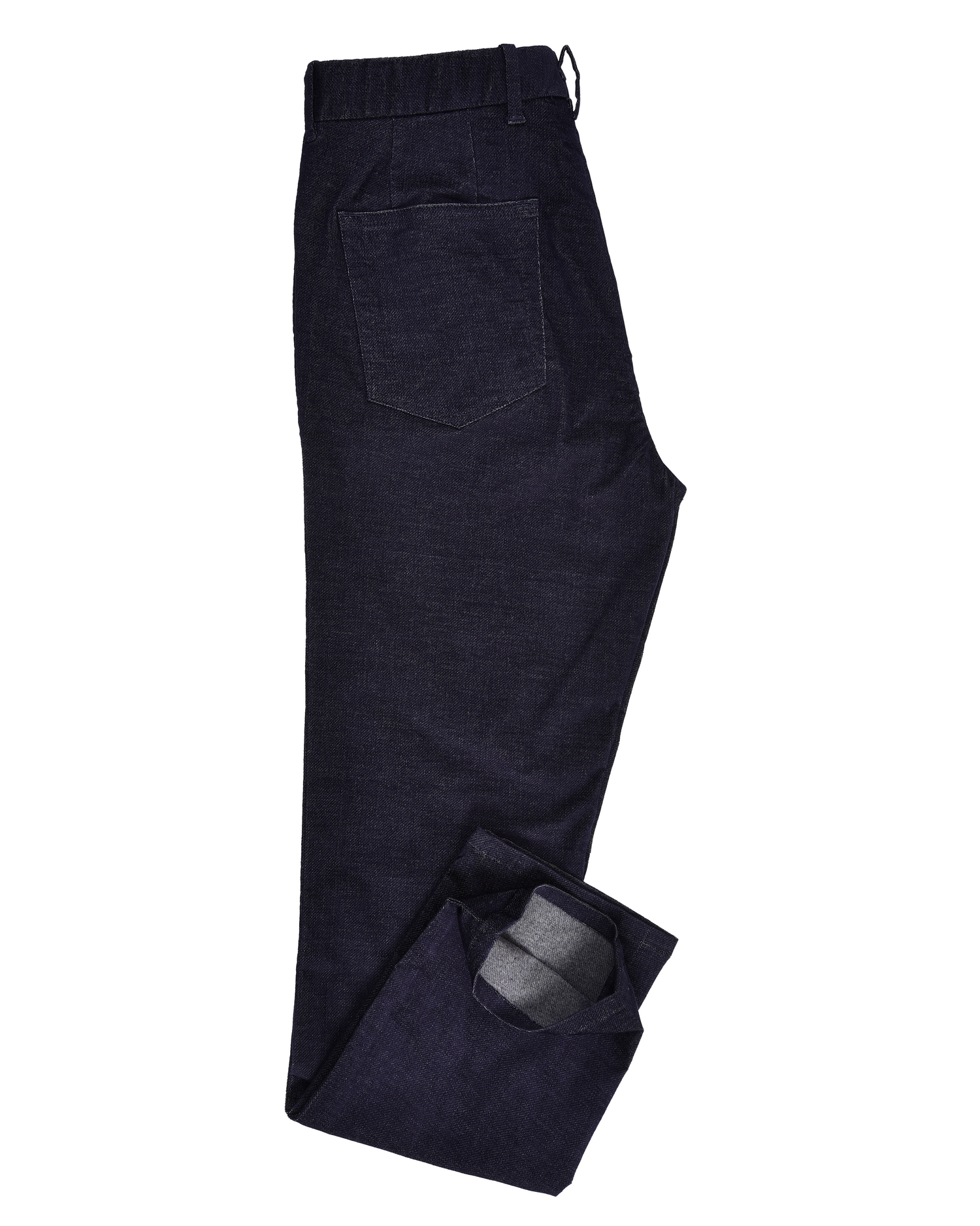 Side view of 4-way stretch jeans for men by Luxire in indigo 2