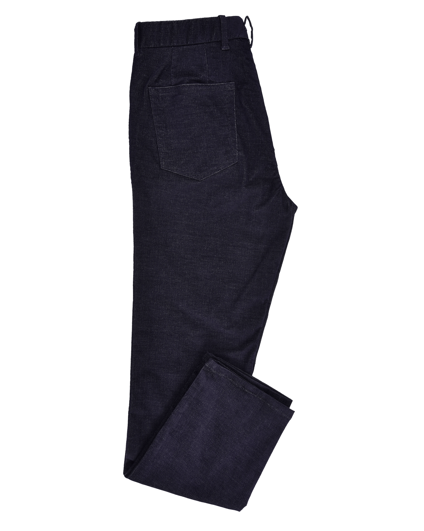 Side view of 4-way stretch jeans for men by Luxire in indigo