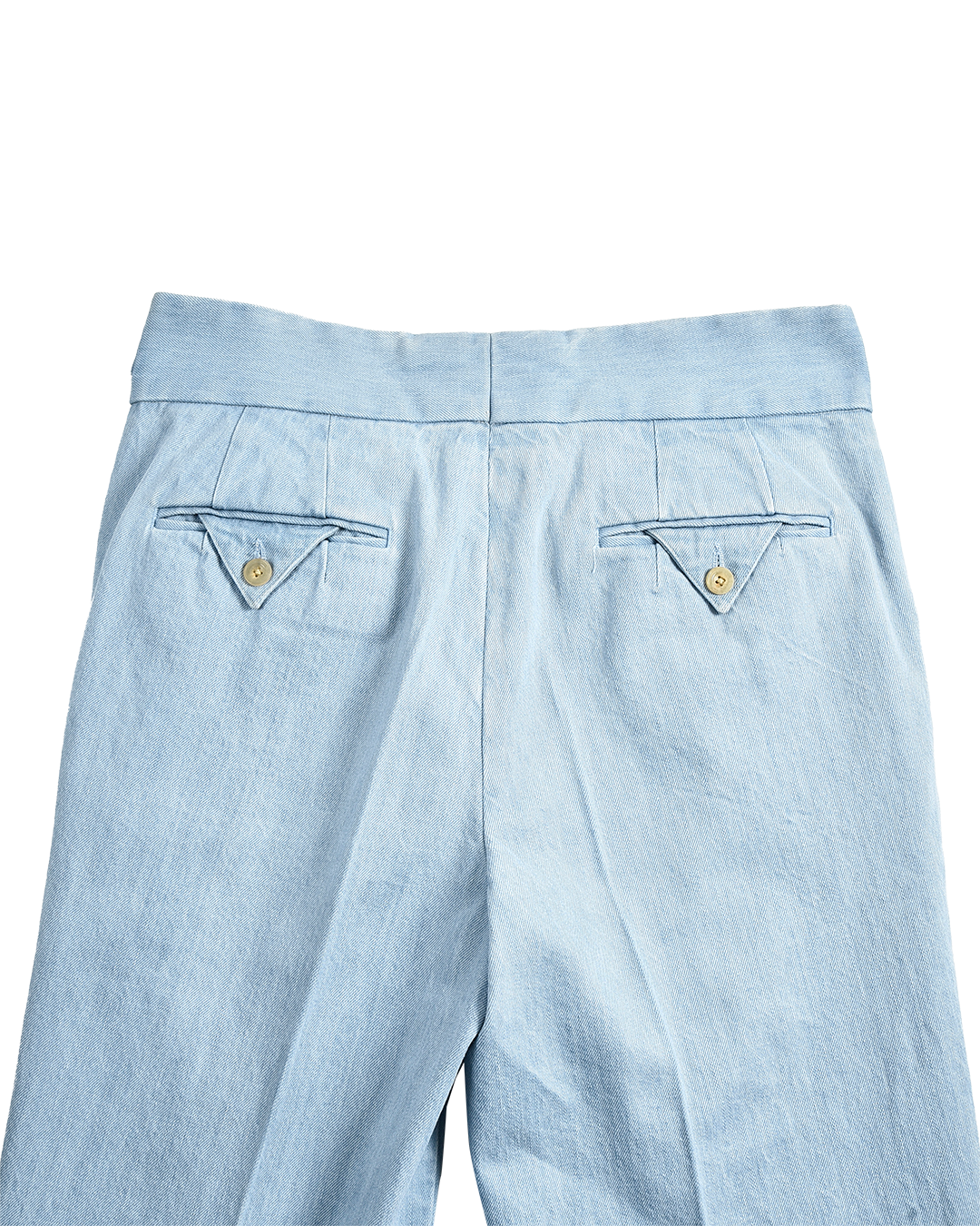 Gurkha Pant in Fade Washed Blue Selvage With Turquoise Tint