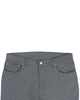 Front view of custom broken slub jeans for men by Luxire in navy grey