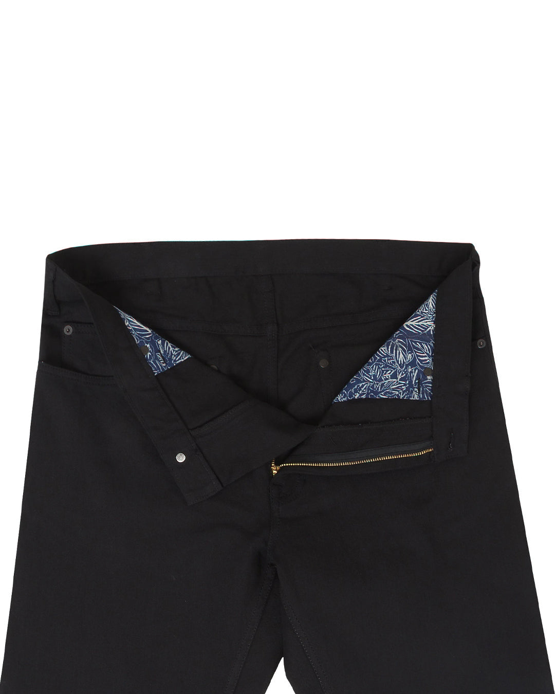 Front open view of mens jeans by Luxire in black
