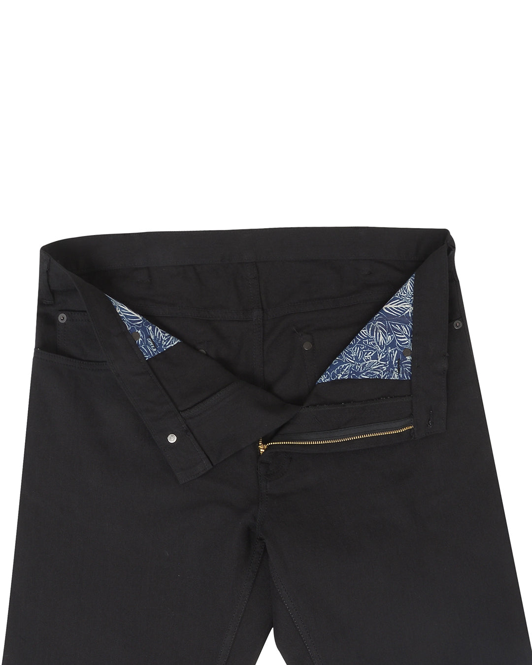 Front open view of jeans for men by Luxire in black