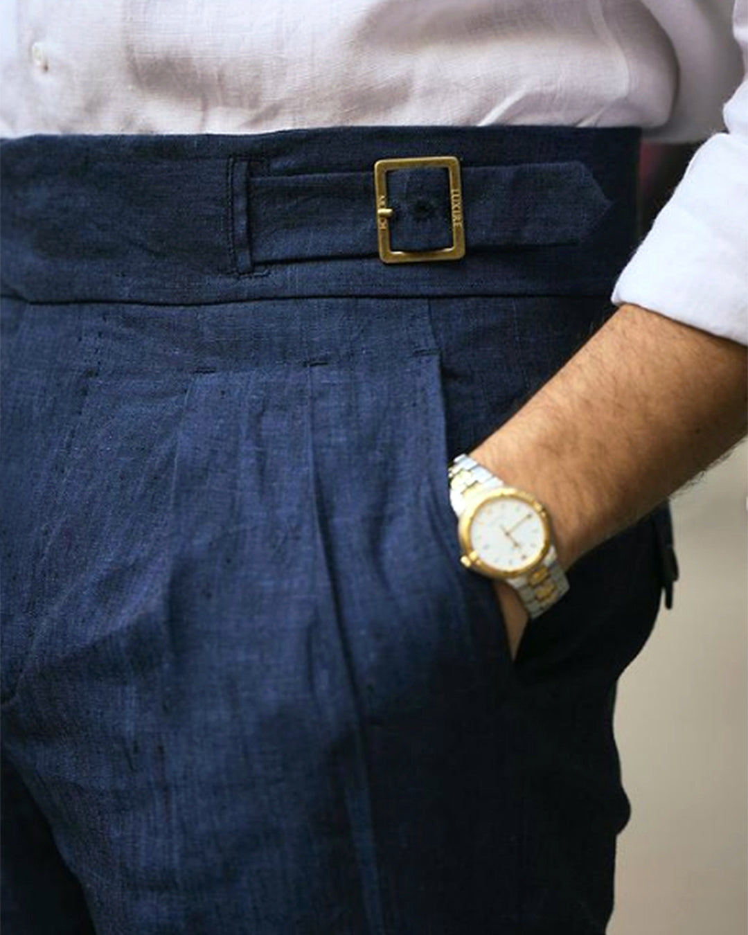 Custom Men's Linen Gurhka Pants in 100% Linen Dark Indigo – Luxire
