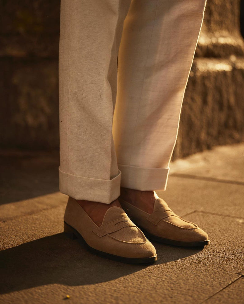 Gurkha Pant in Linen Cotton Canvas Off White
