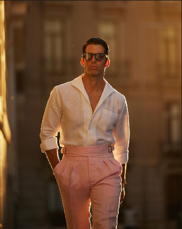 Pink Linen Cotton Pants