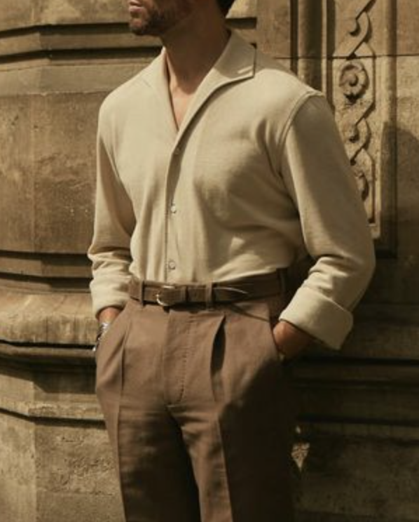 Pleated Custom Men's Linen Pants in Brown Linen Cotton – Luxire