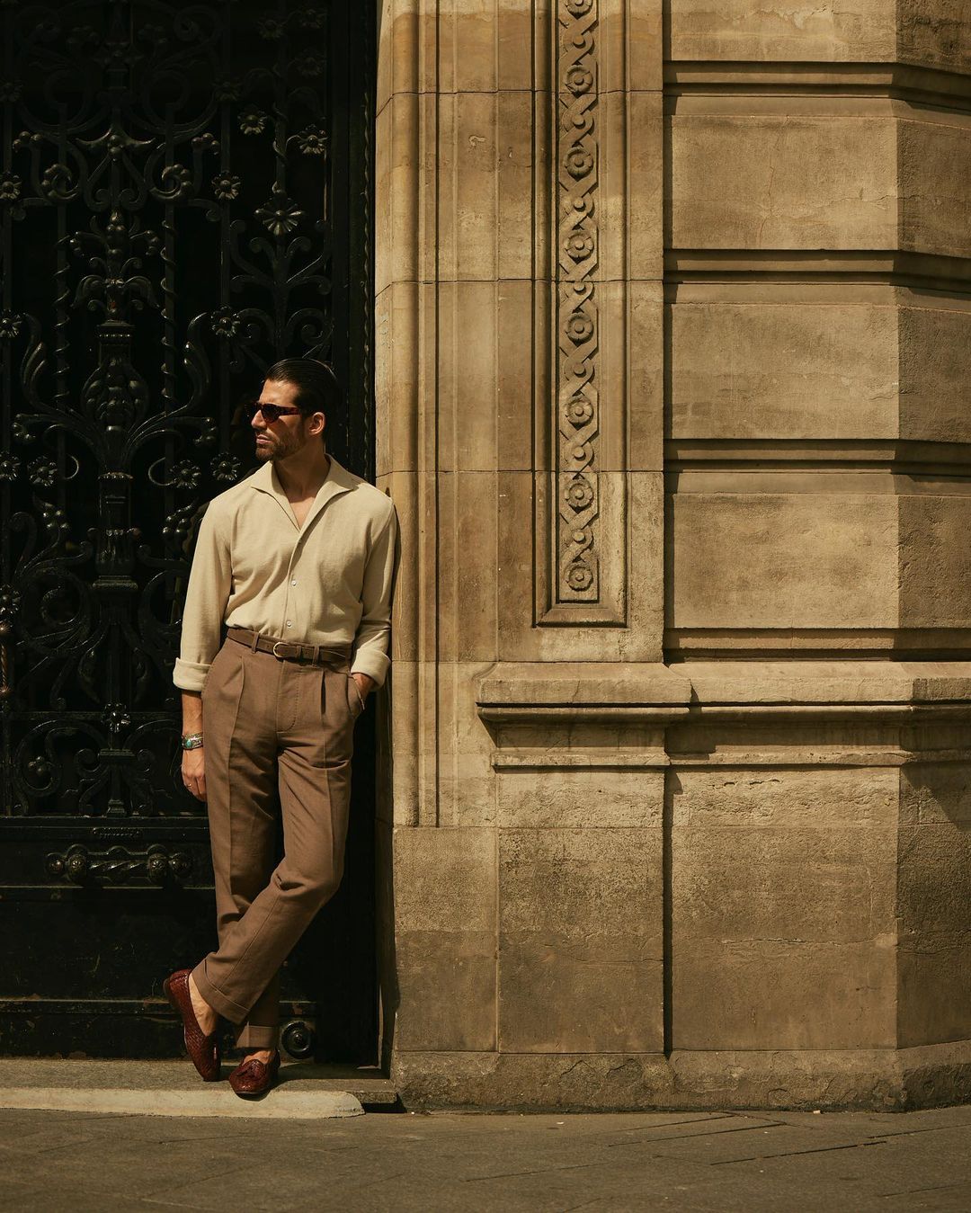 Pleated Custom Men's Linen Pants in Brown Linen Cotton — Luxire Custom Clothing