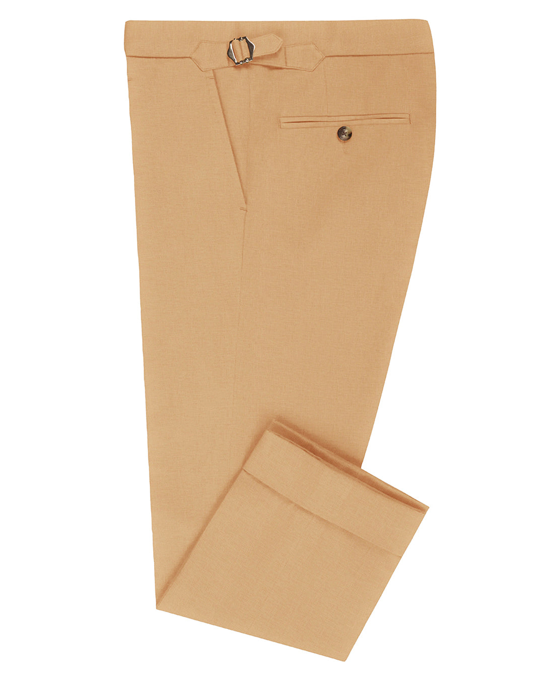 Side view of custom linen pants for men by Luxire in golden