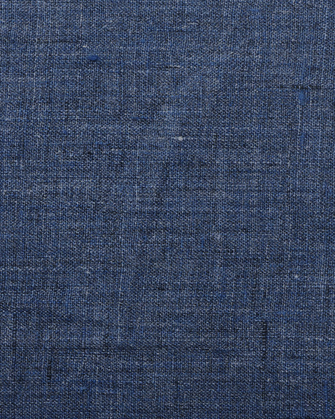 Close up view of custom linen pants for men by Luxire in indigo washed