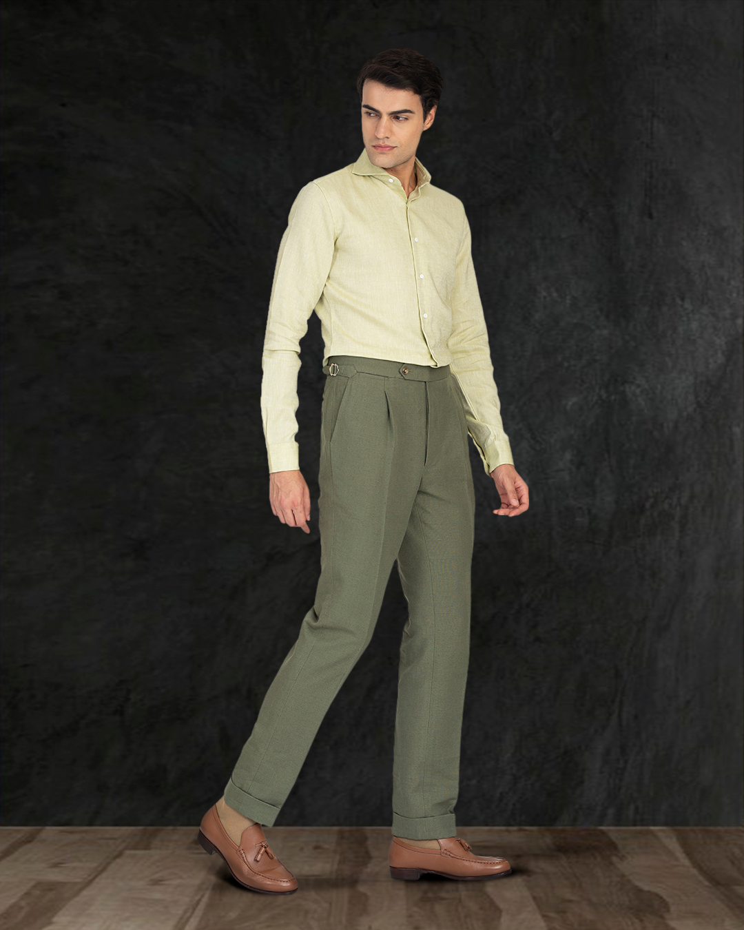 Linen Cotton Canvas: Olive Pant - 2
