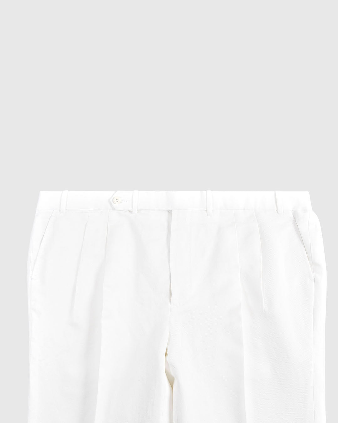 Front view of custom linen pants for men by Luxire in white