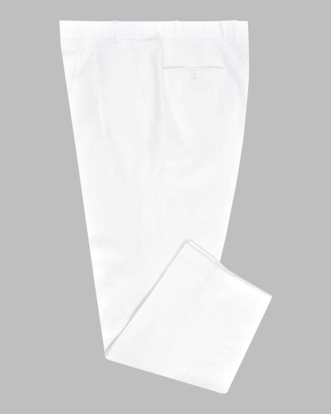 Side view of custom linen pants for men by Luxire in white