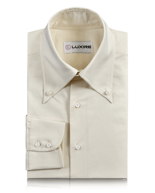 Front of the custom oxford shirt for men by Luxire in cream ecru