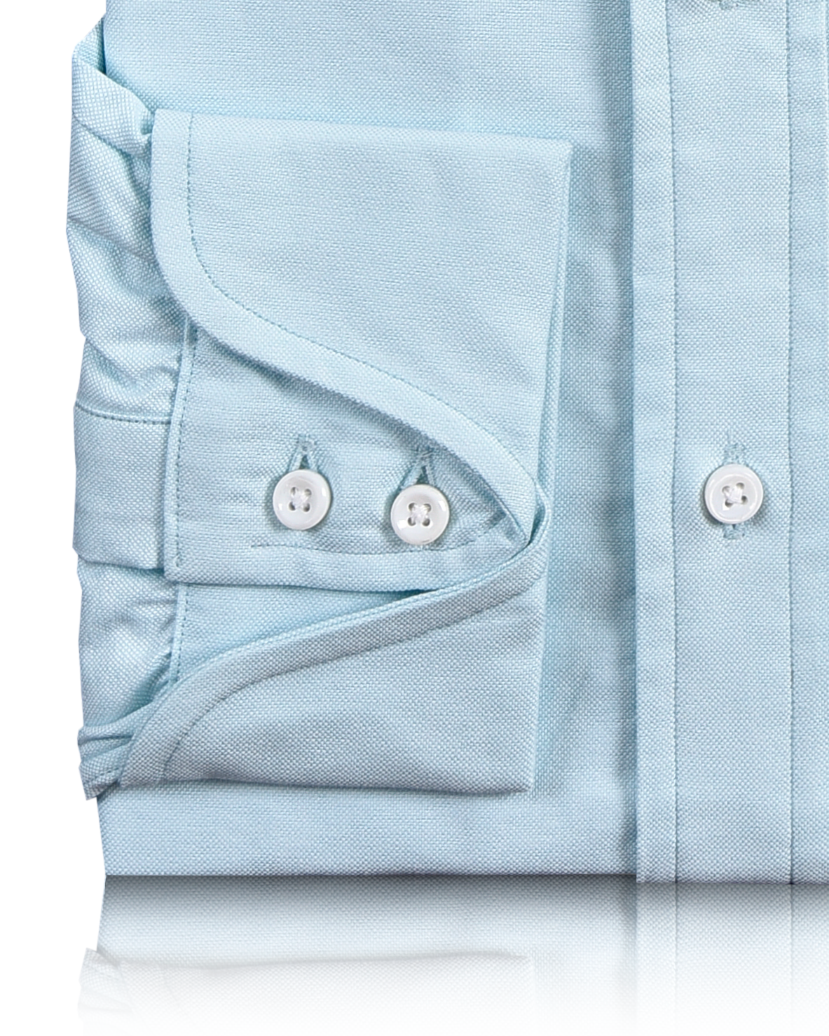 Cuff of the custom oxford shirt for men by Luxire in pale blue