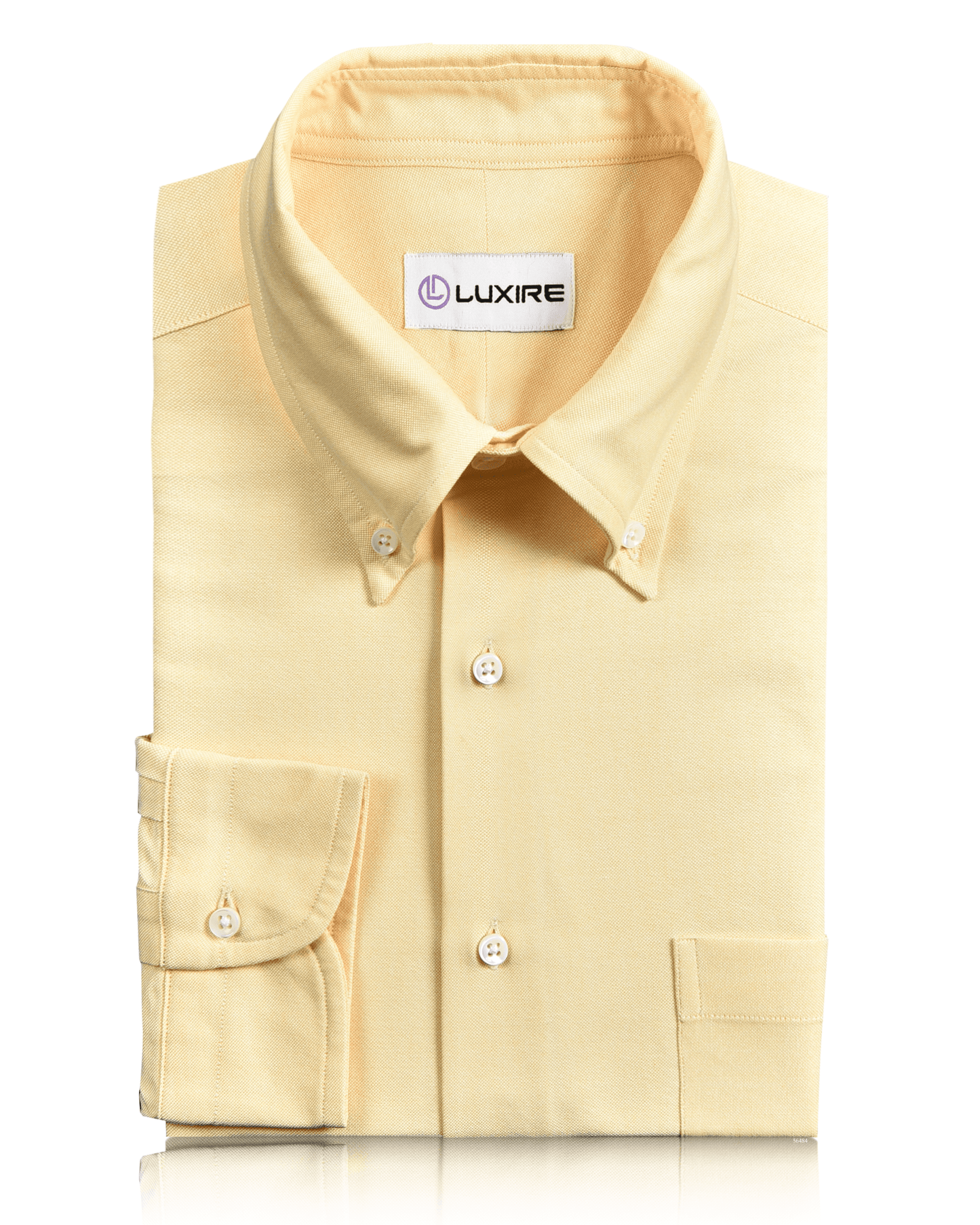 Front of the custom oxford shirt for men by Luxire in dark yellow