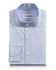 Front of the custom oxford shirt for men by Luxire in mid blue