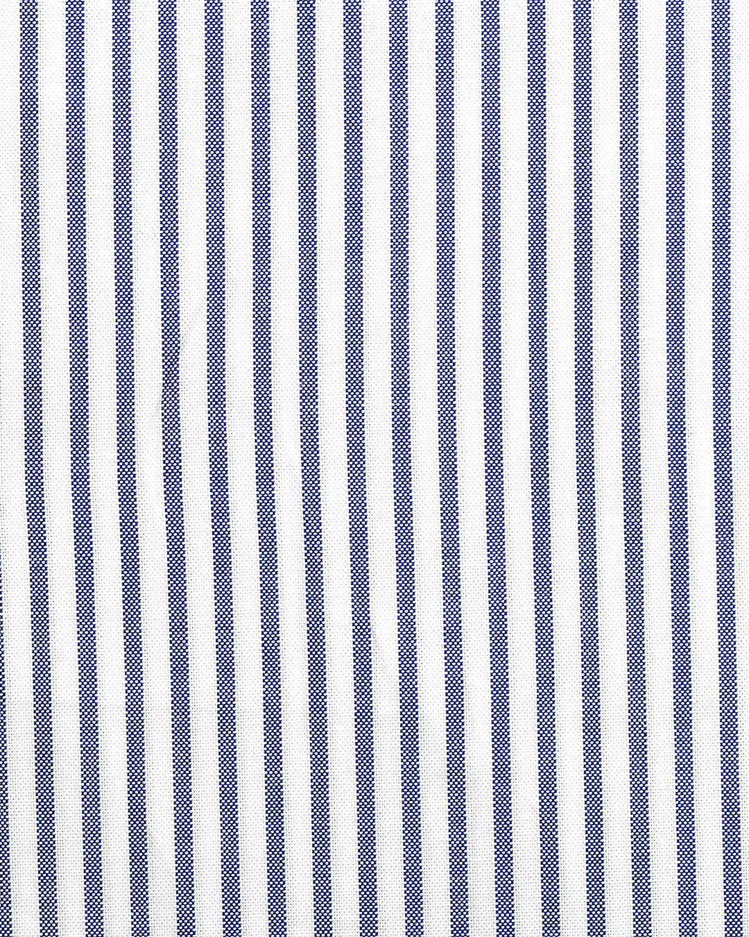 Close up of the custom oxford shirt for men by Luxire in white with navy candy stripes