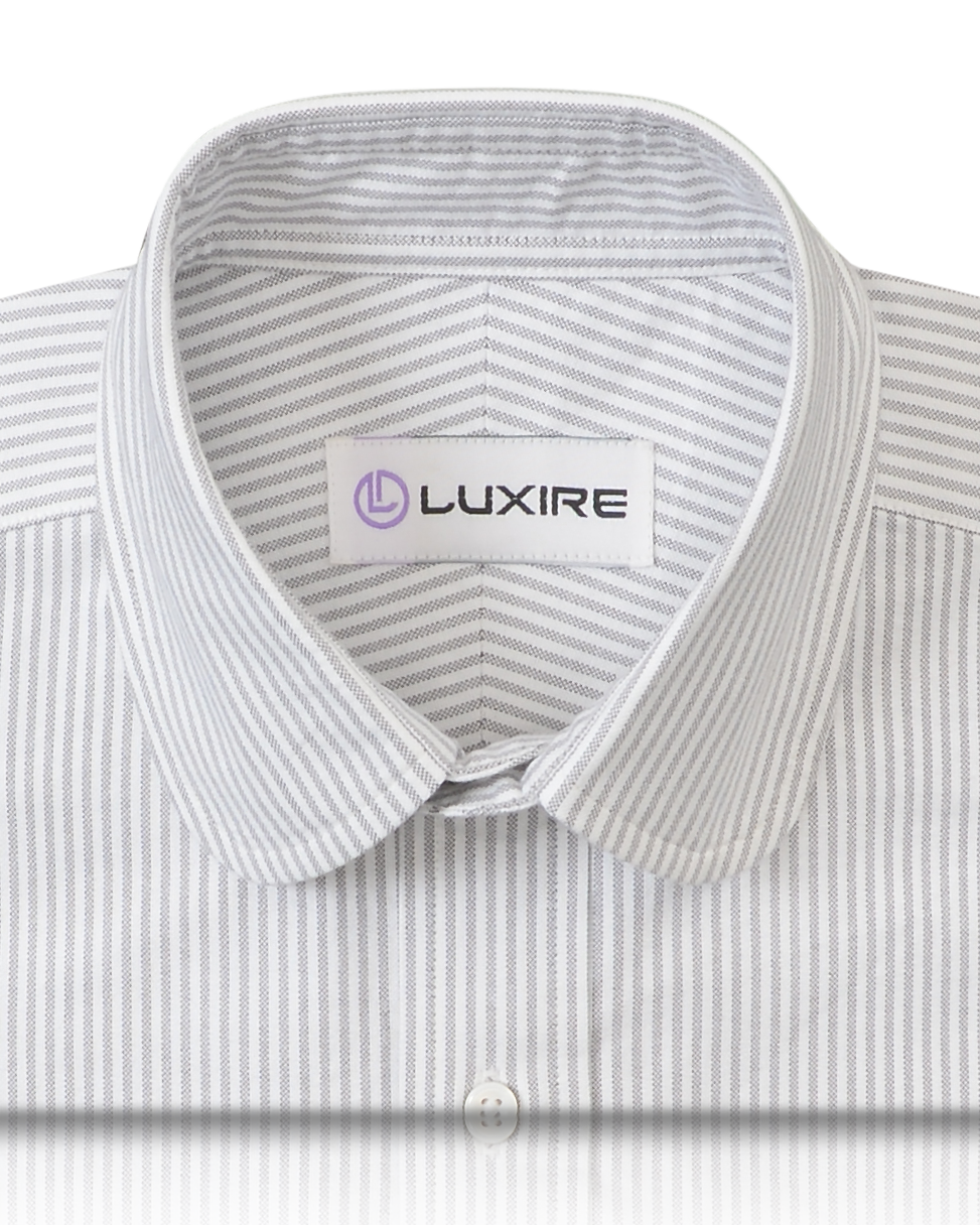 Collar of the custom oxford shirt for men by Luxire in olive ash