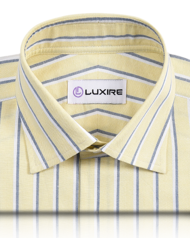 Custom Men's Oxford Shirt Indigo White Stripes Pale Yellow  Luxire Custom  Clothing
