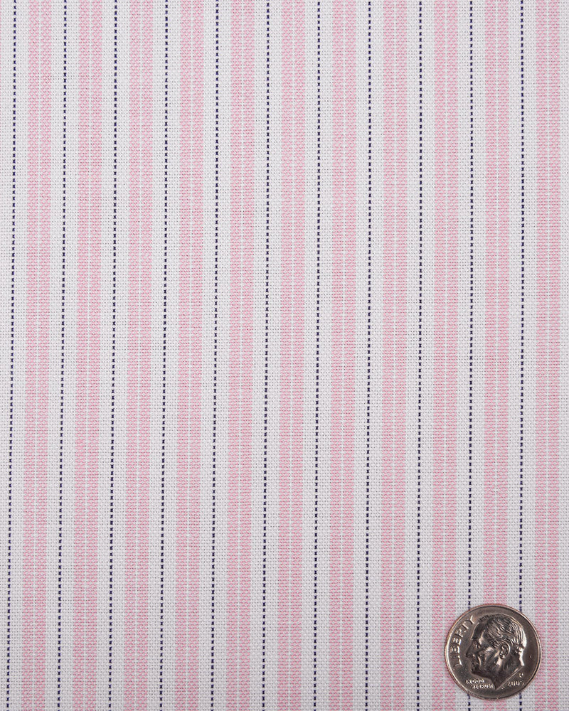 Alumo Oxford Soft Pink and Navy Alternate Stripes