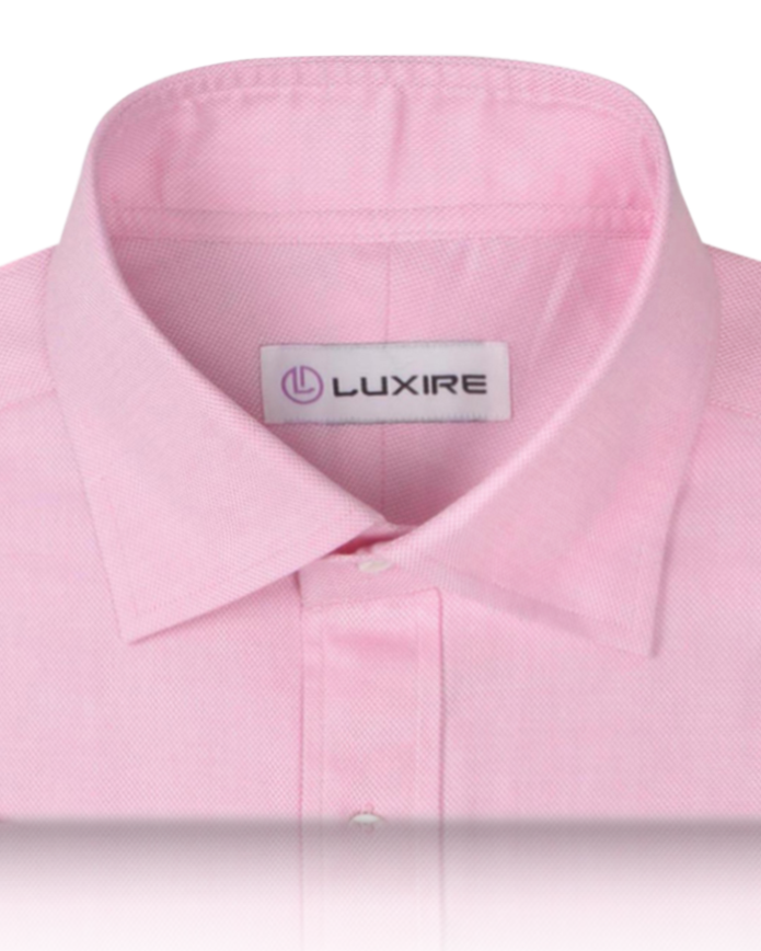 Collar of the custom oxford shirt for men by Luxire in pink royal