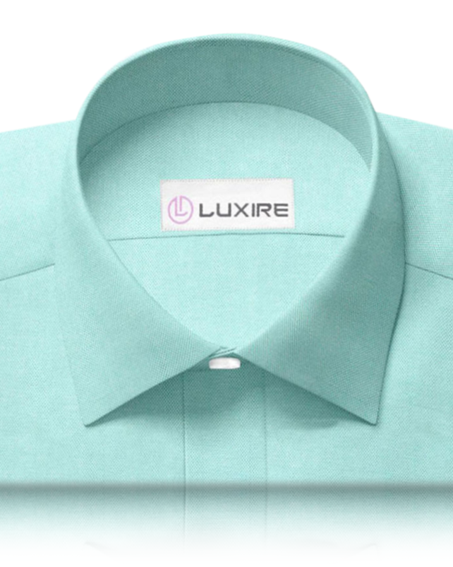 Collar of the custom oxford shirt for men by Luxire in pinpoint light green