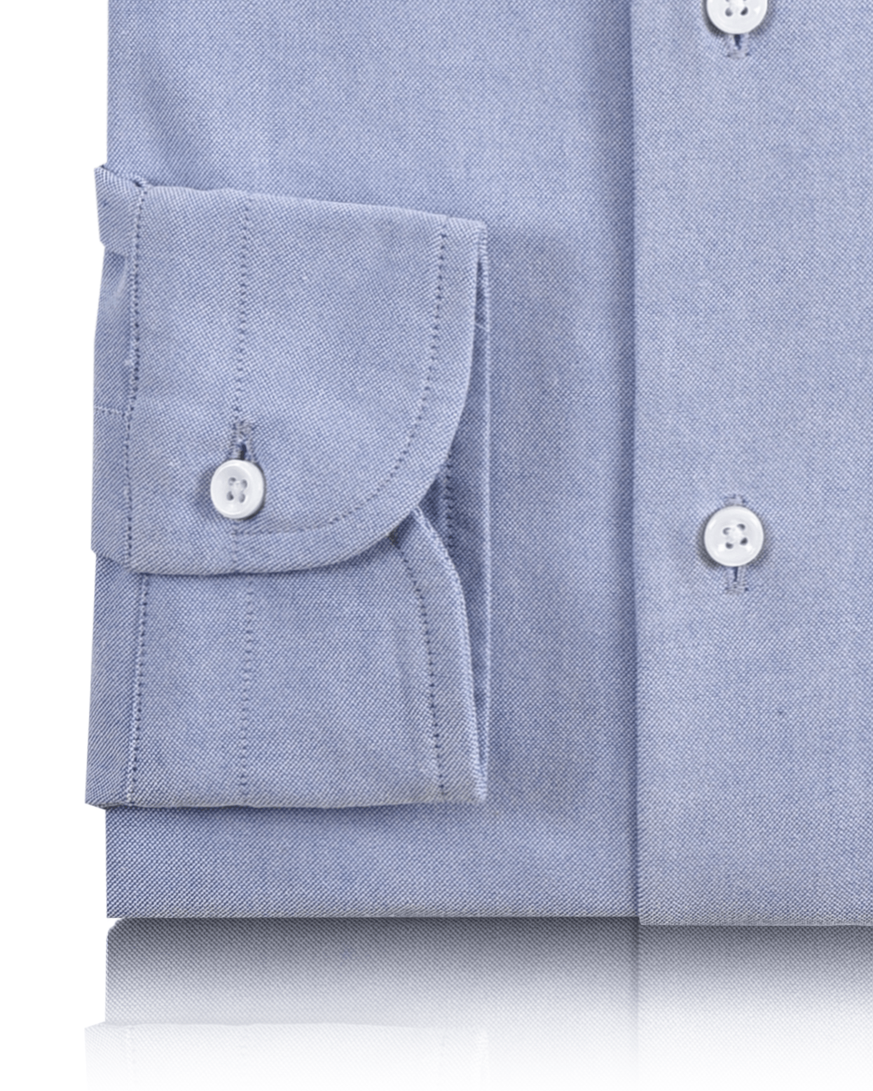 Cuff of the custom oxford shirt for men by Luxire in warzone blue