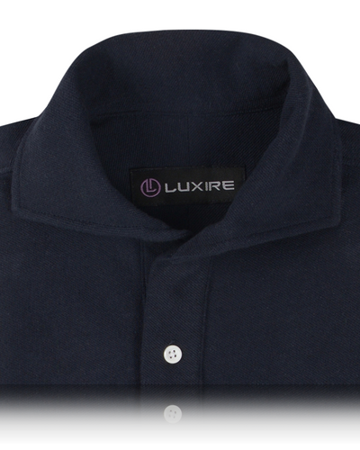 Navy Linen Cotton Polo T-Shirt