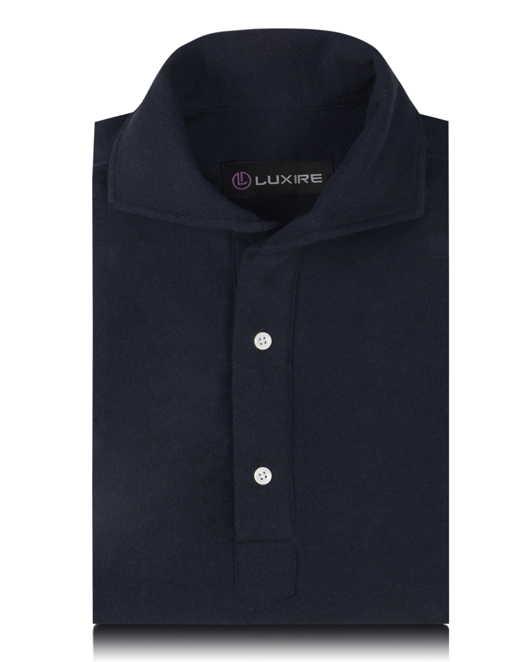 Navy Linen Cotton Polo T-Shirt - 1