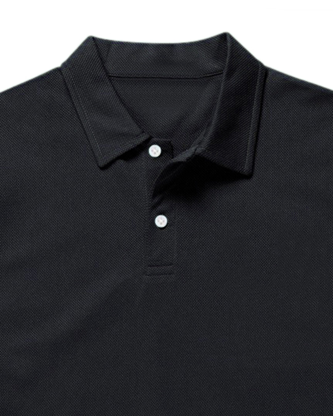 Collar of the custom oxford polo shirt for men by Luxire in midnight grey