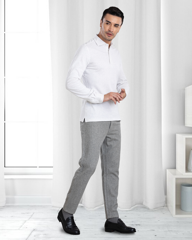 mens custom dress shirts Off White Heather Custom's Men's Polo Shirt – Luxire Custom Clothing